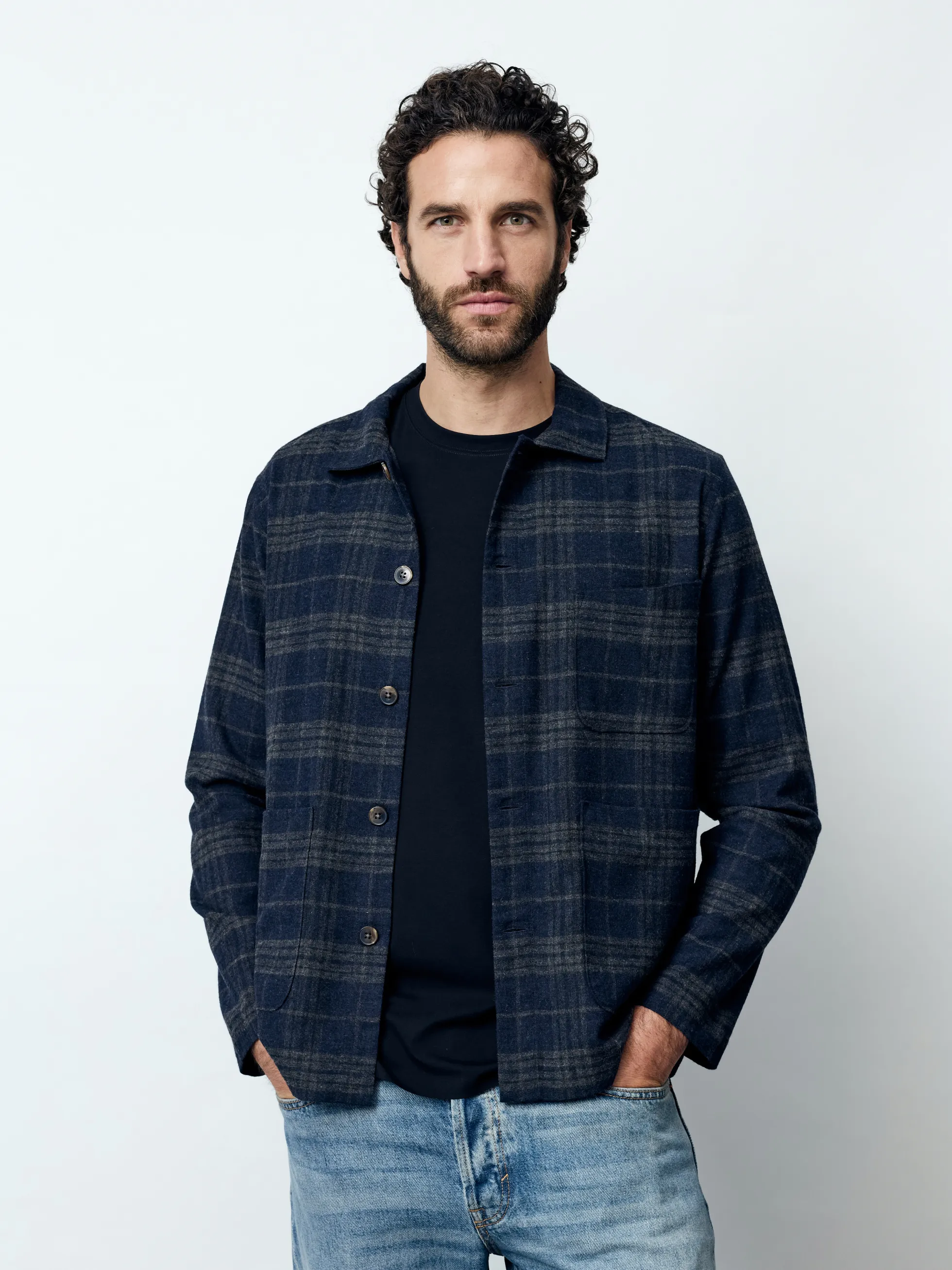 LORENZO - Langarm Herren Overshirt, gewebt