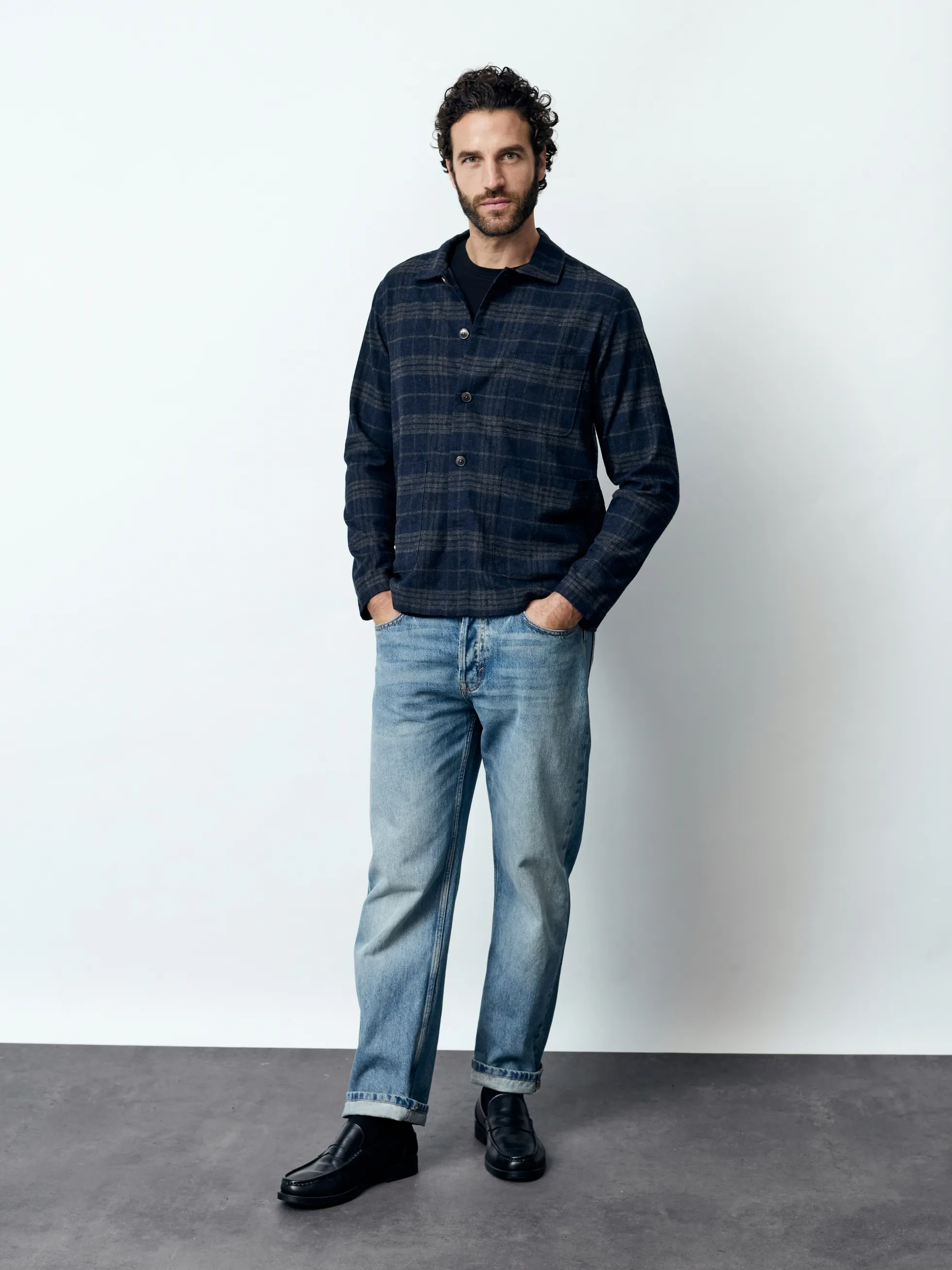 LORENZO - Langarm Herren Overshirt, gewebt