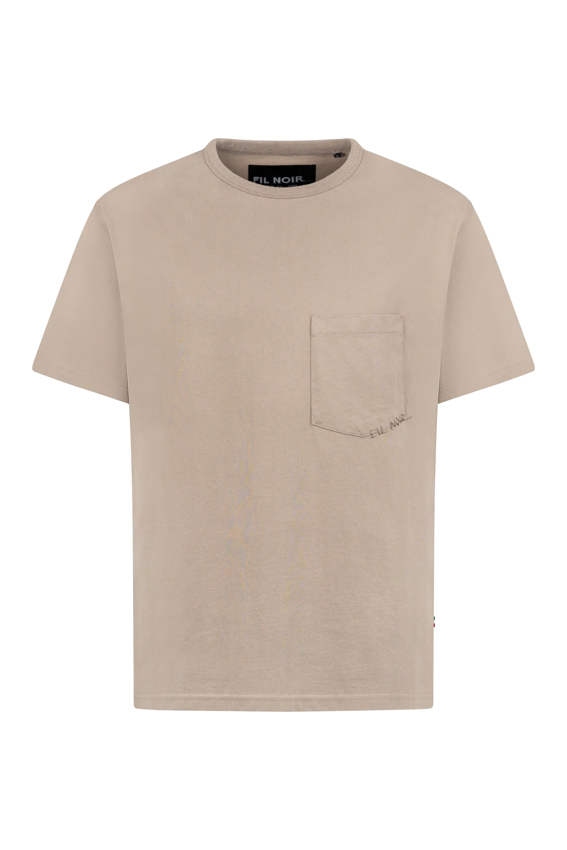 Rundhals T-Shirt, gestrickt - taupe