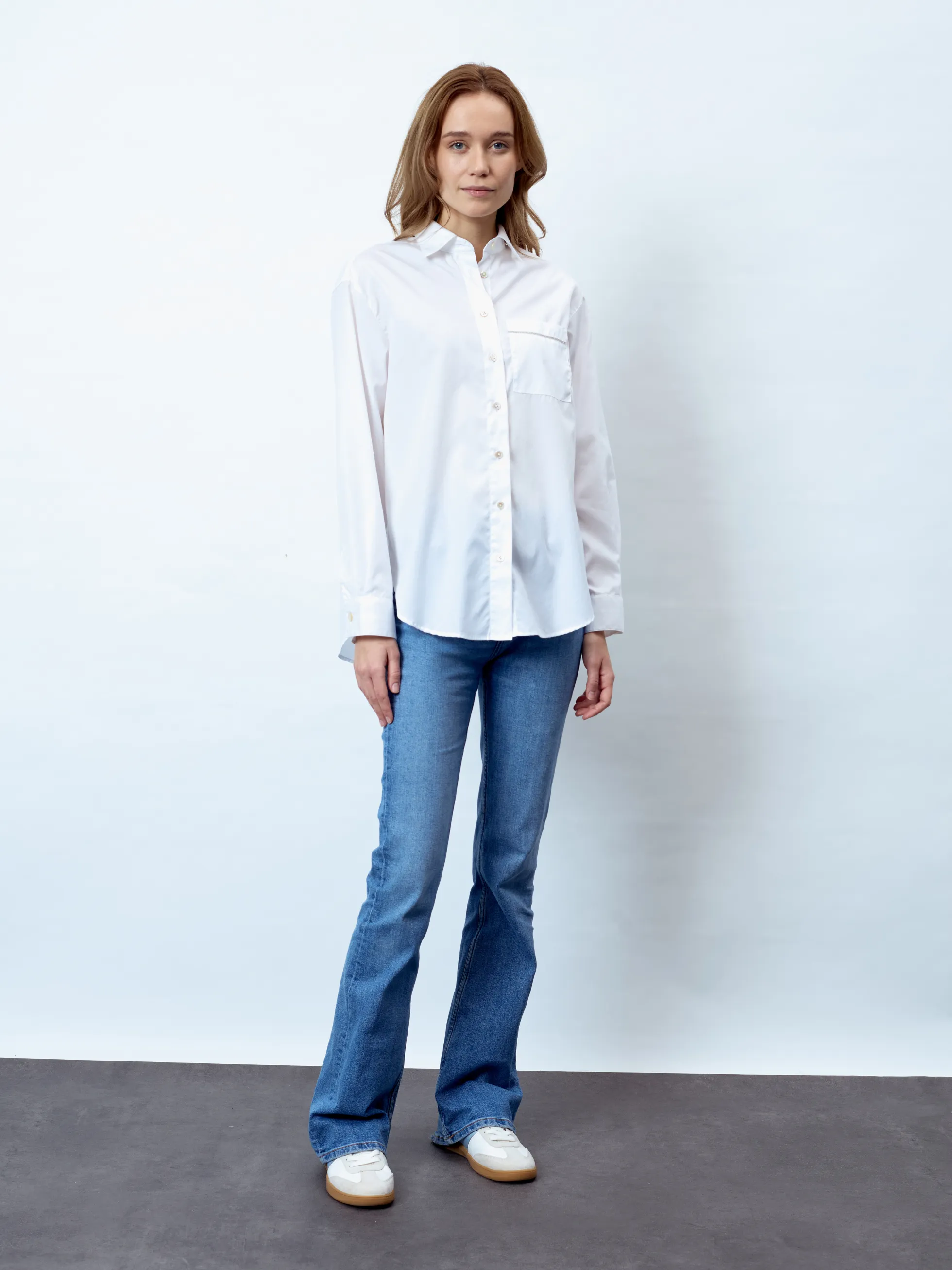 JANINE - Langarm Damenbluse, gewebt