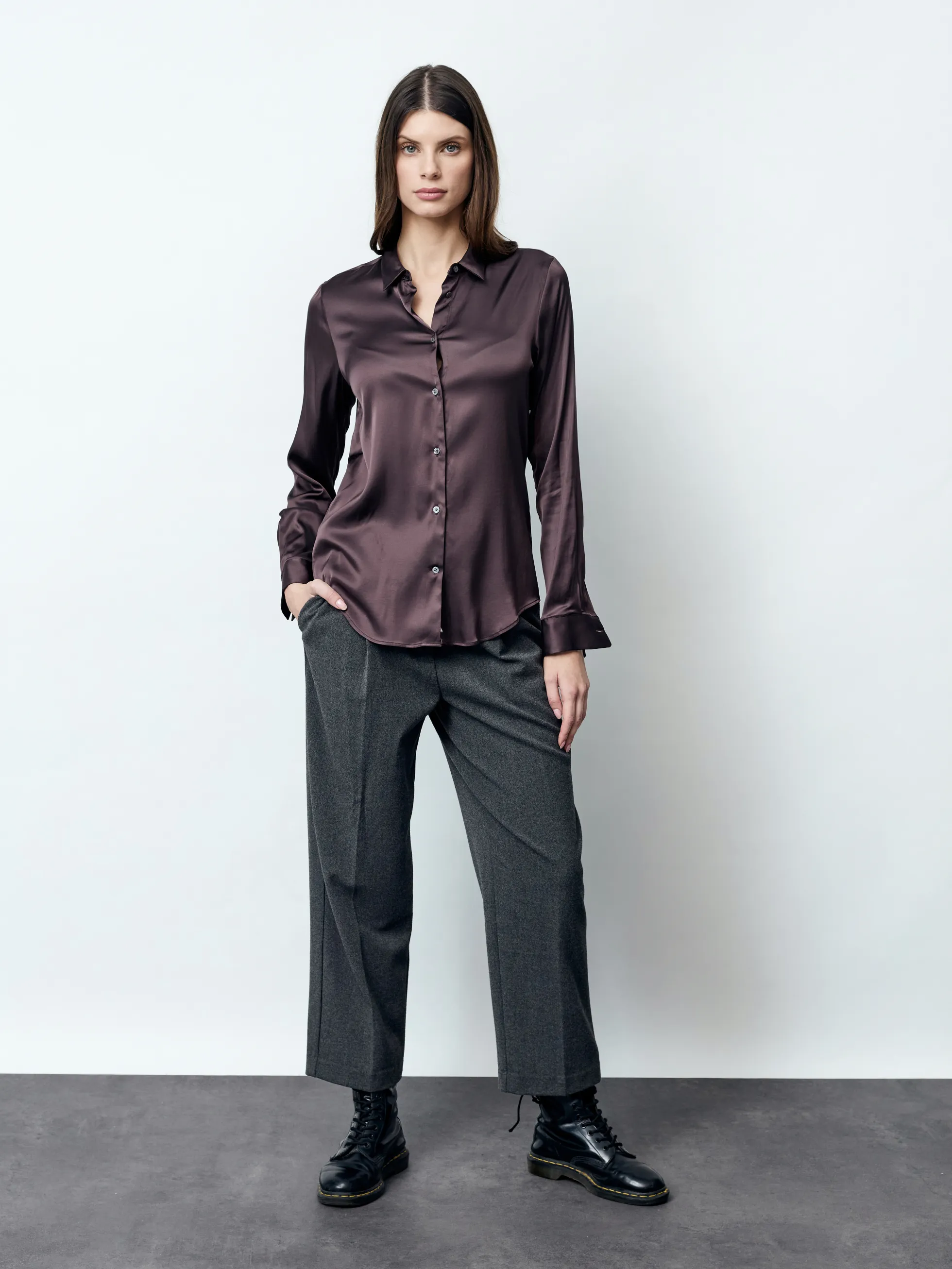 ADRIANA - Langarm Damenbluse, gewebt