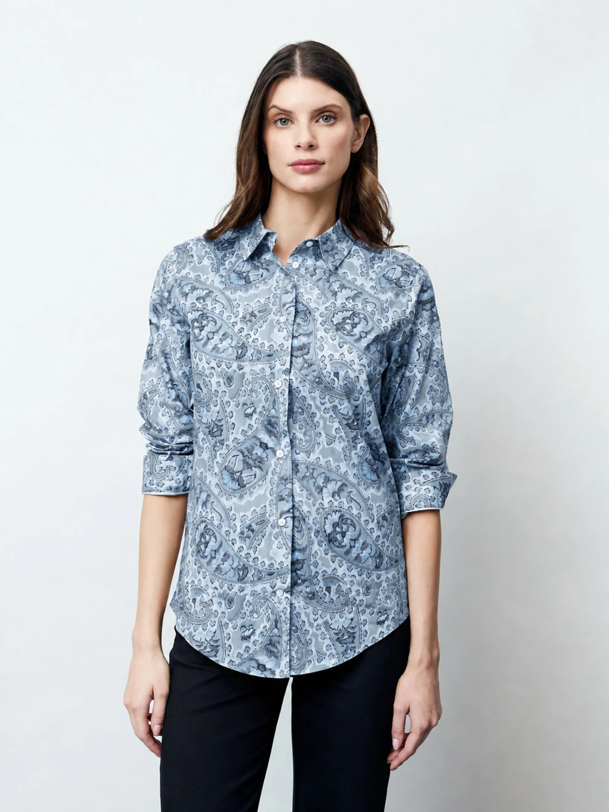 ADRIANA - Langarm Damenbluse, gewebt