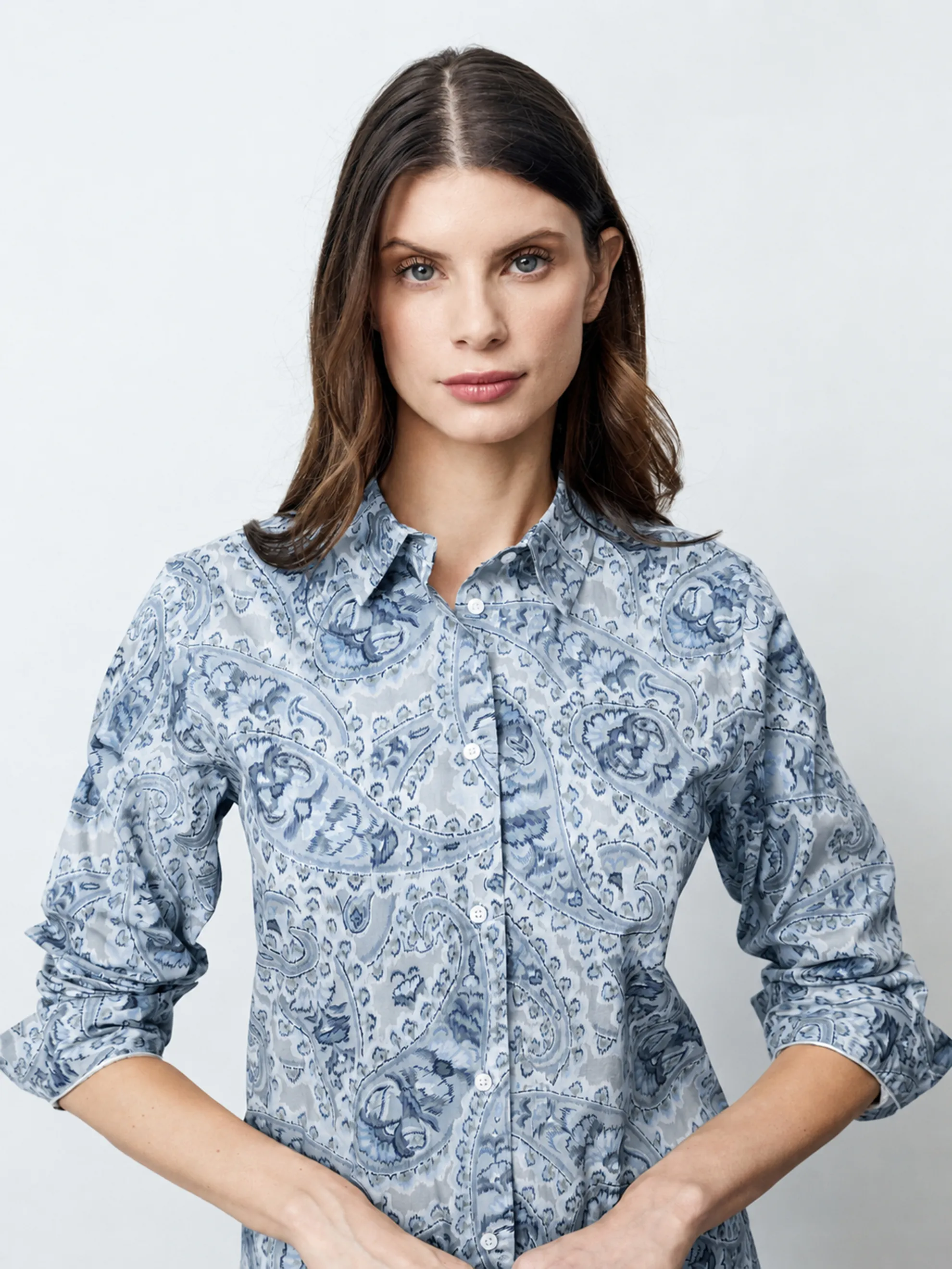 ADRIANA - Langarm Damenbluse, gewebt