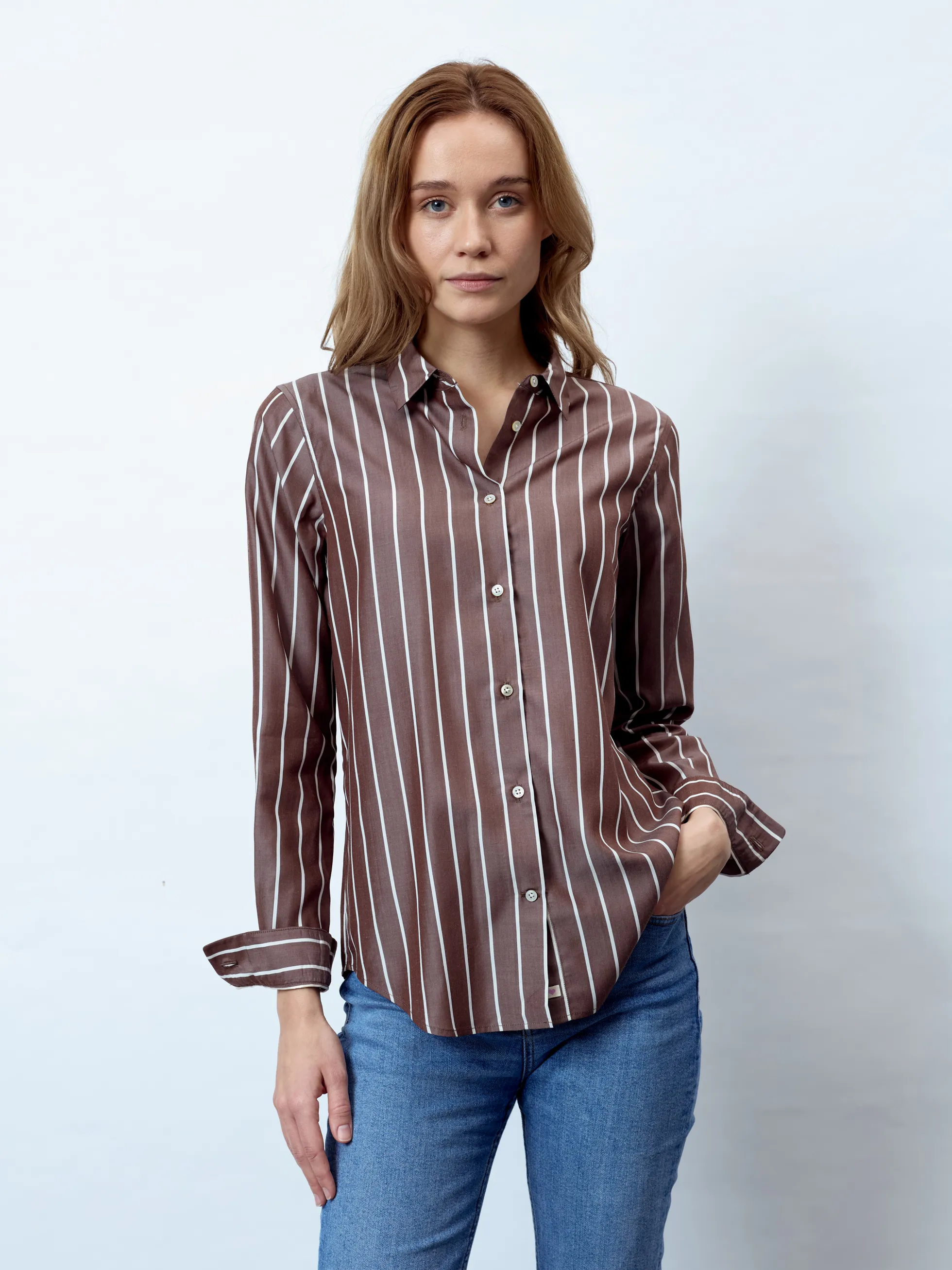 ADRIANA - Langarm Damenbluse,gewebt