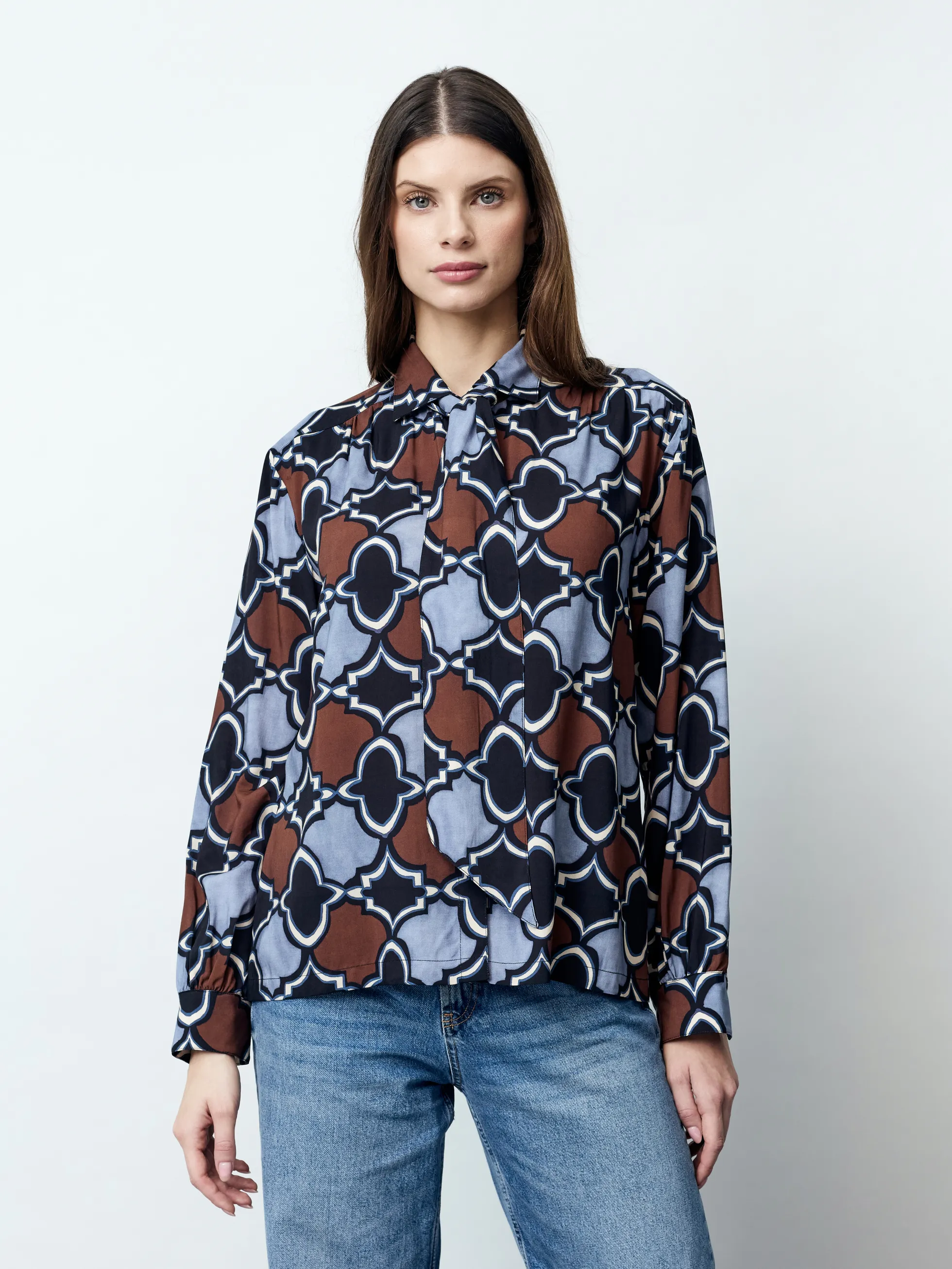 FLORENTINE - Langarm Damenbluse, gewebt