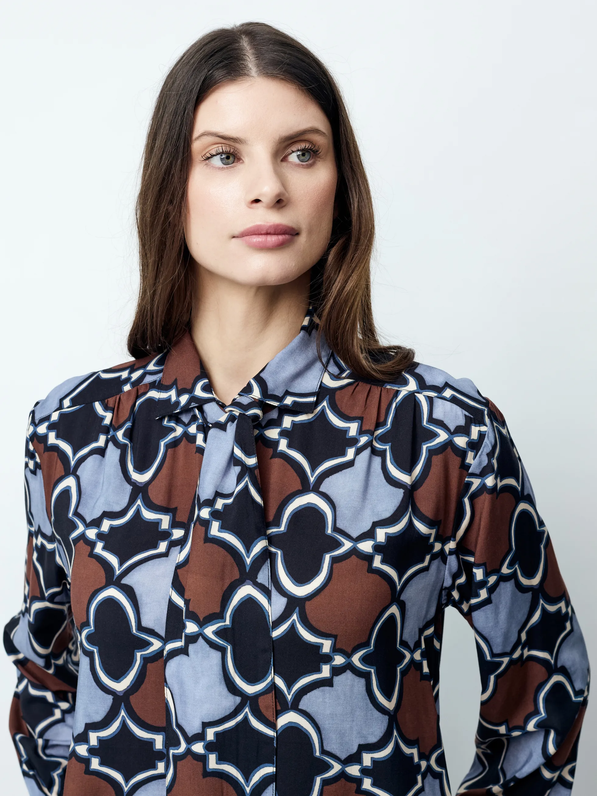 FLORENTINE - Langarm Damenbluse, gewebt