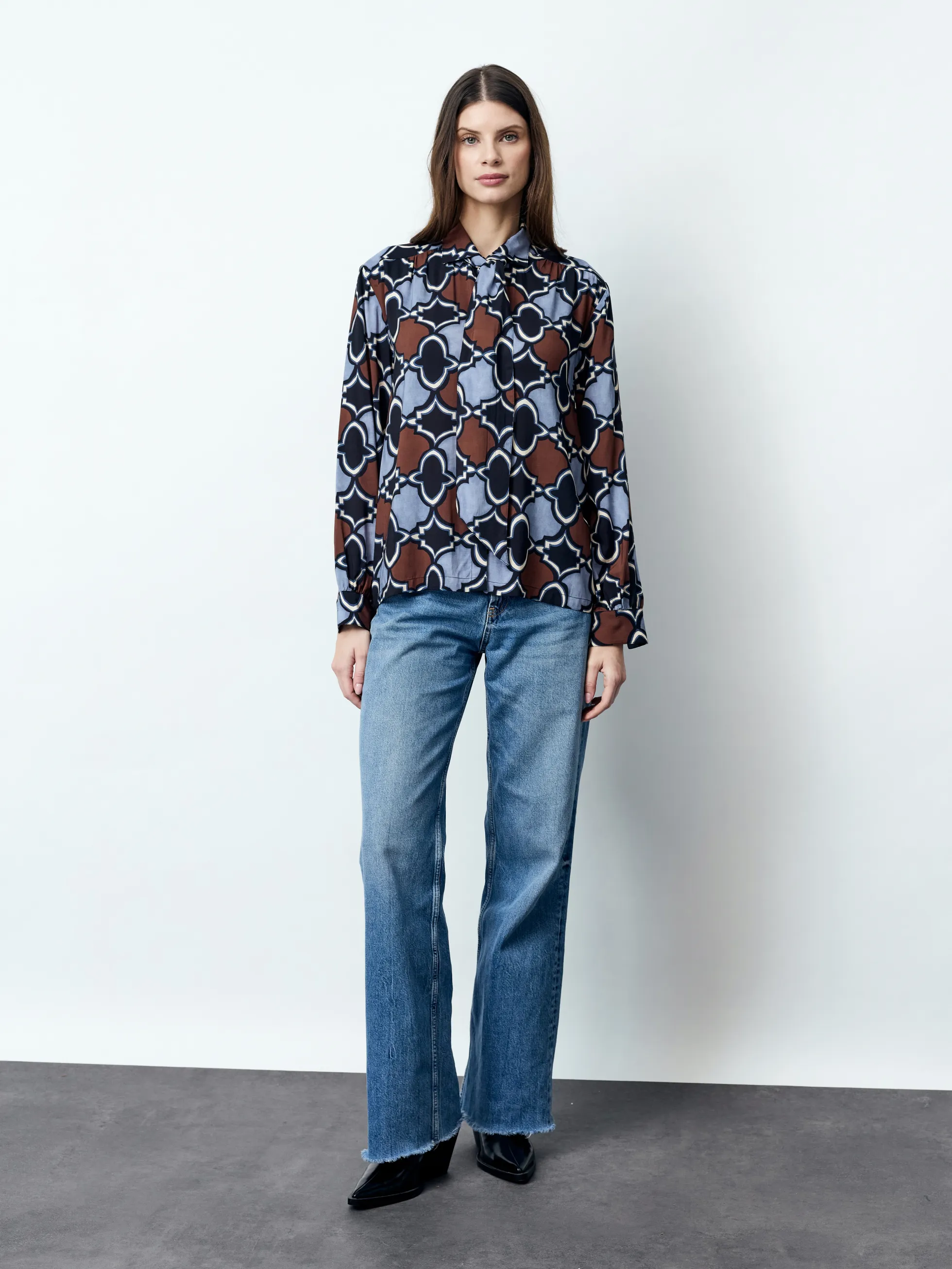 FLORENTINE - Langarm Damenbluse, gewebt