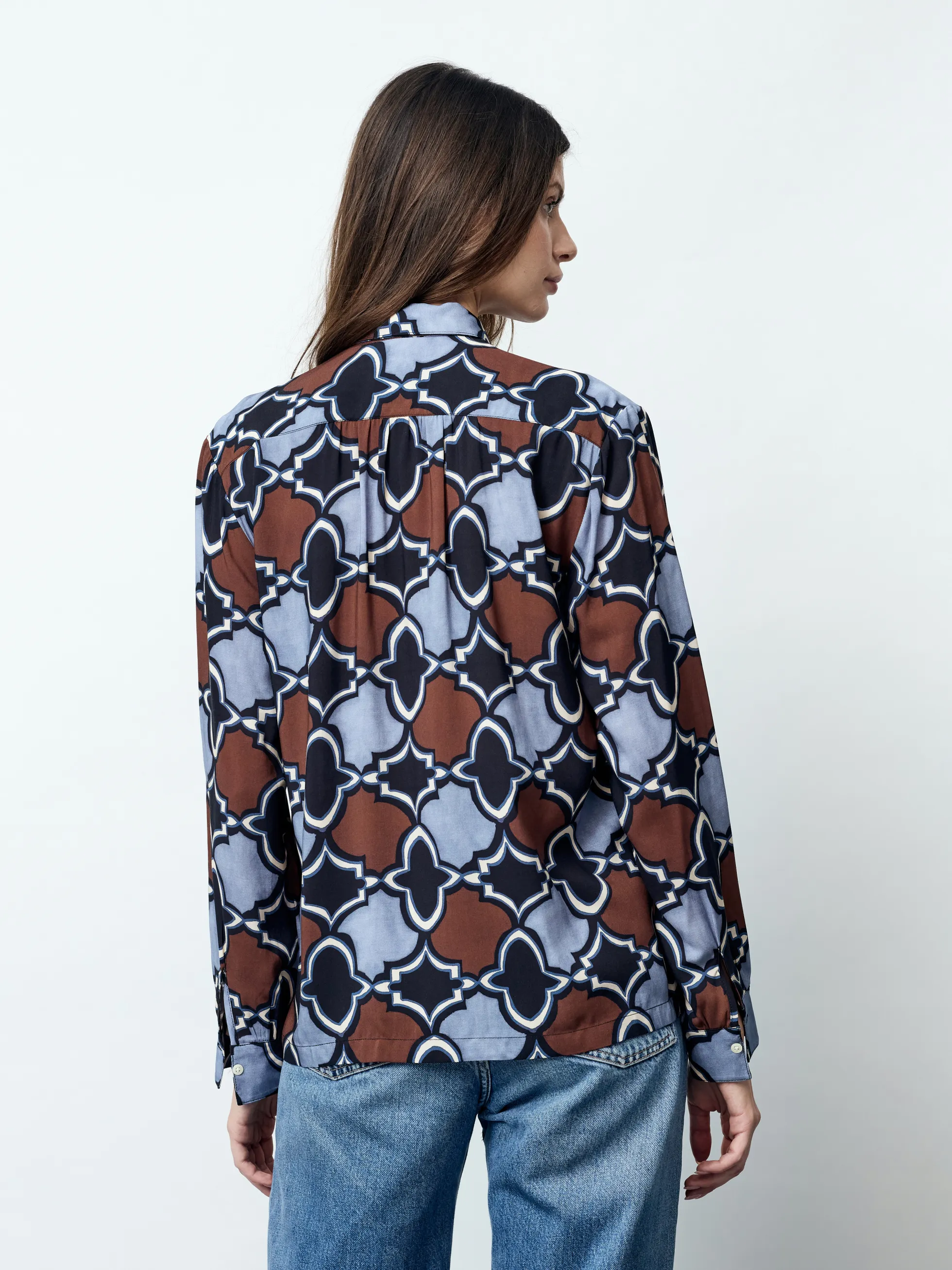 FLORENTINE - Langarm Damenbluse, gewebt