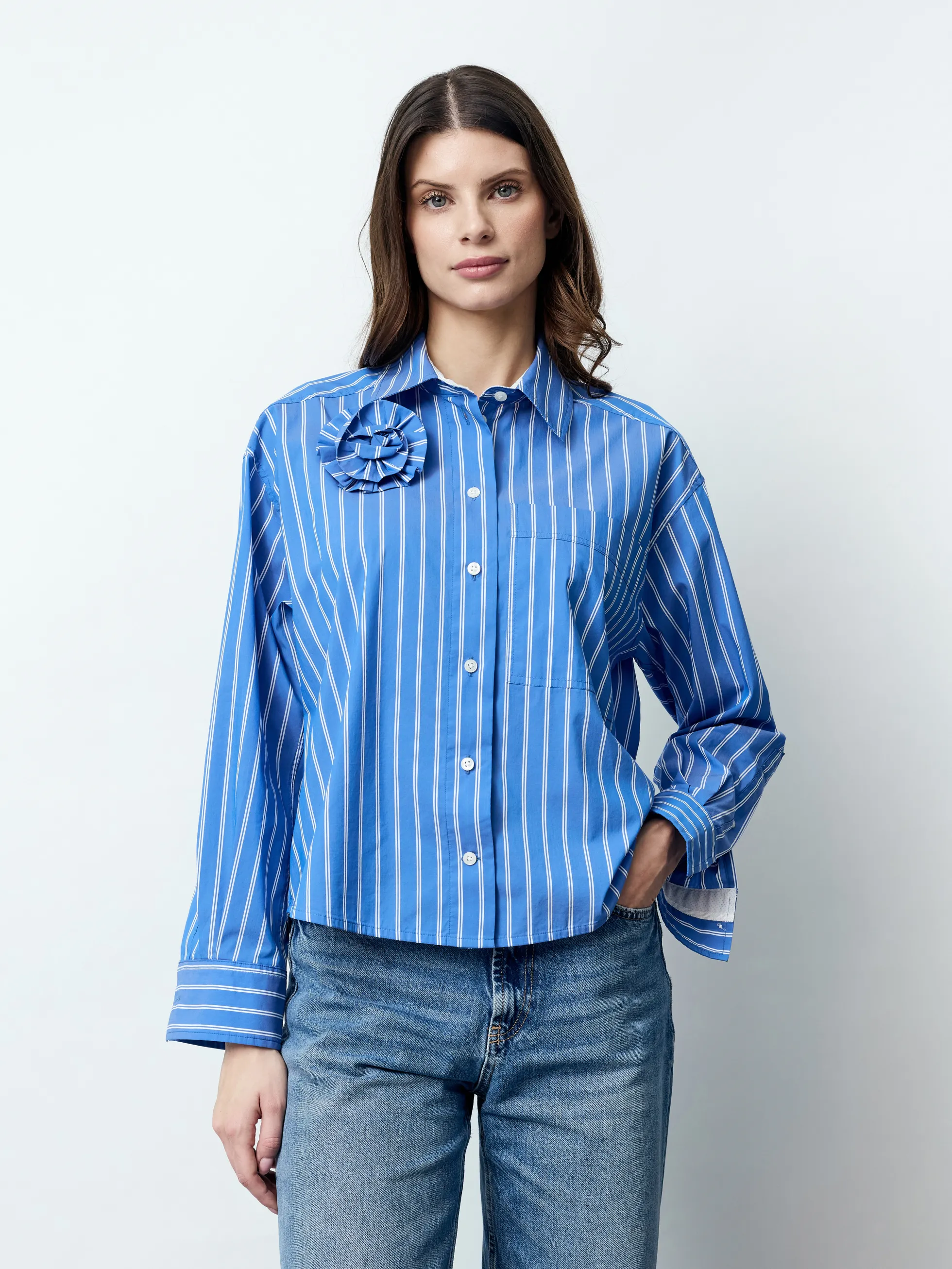 MILA - Langarm Damenbluse, gewebt