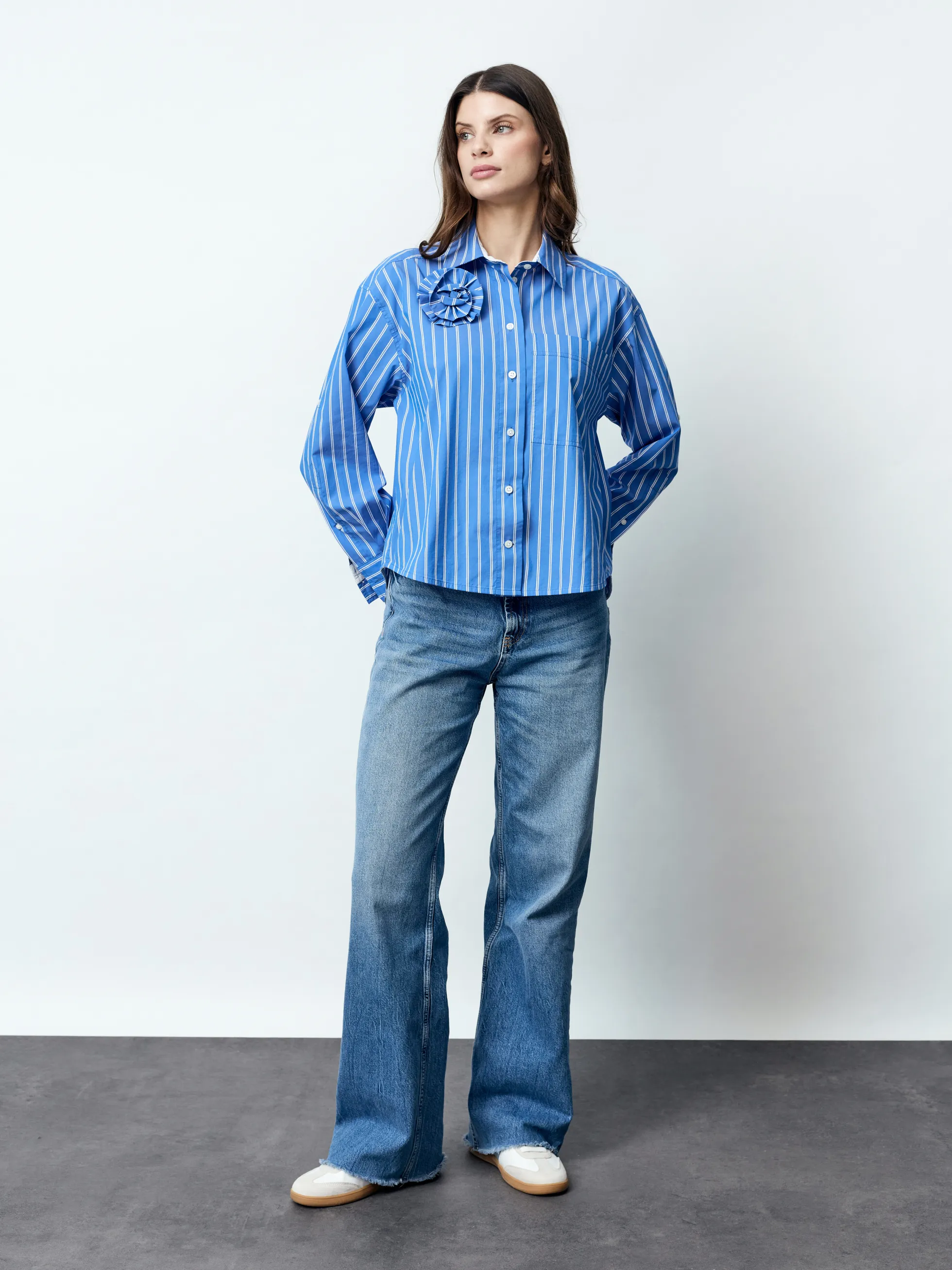 MILA - Langarm Damenbluse, gewebt
