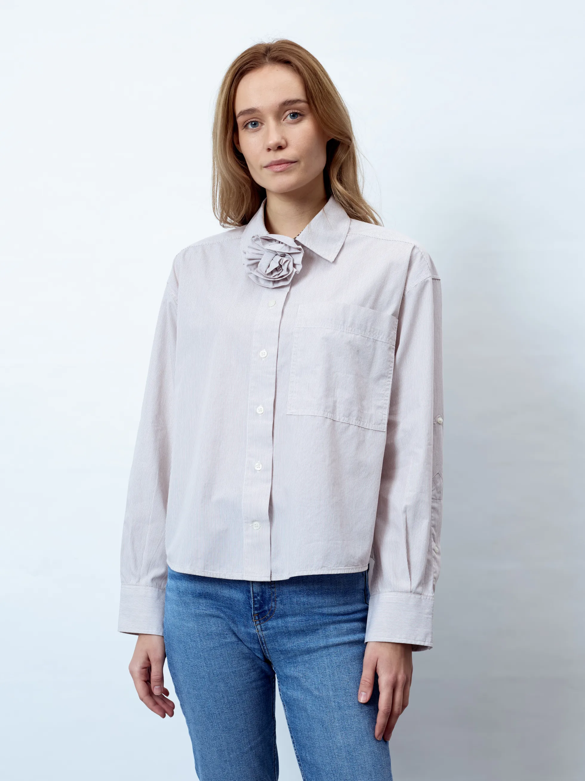 MILA - Langarm Damenbluse, gewebt