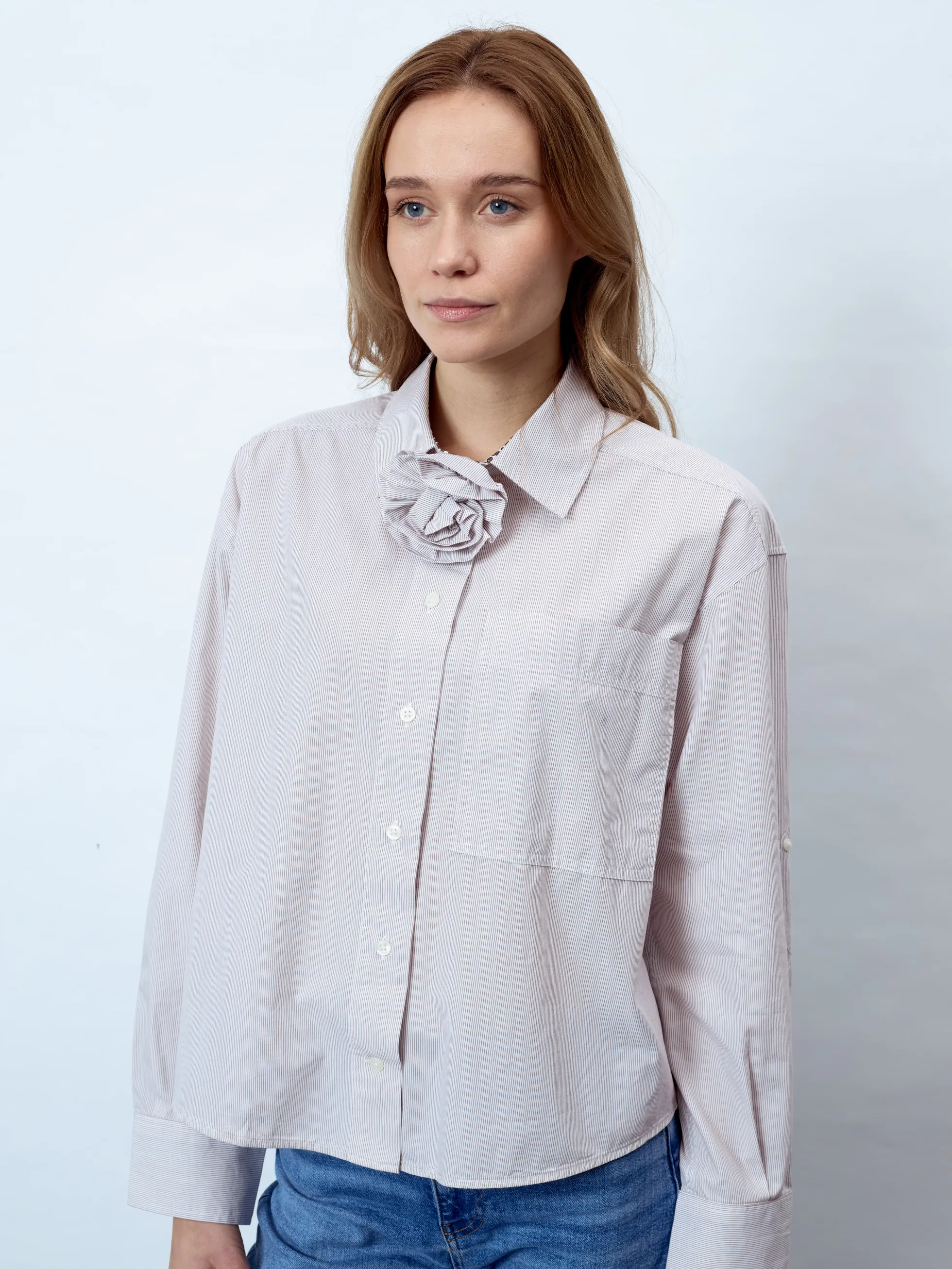 MILA - Langarm Damenbluse, gewebt