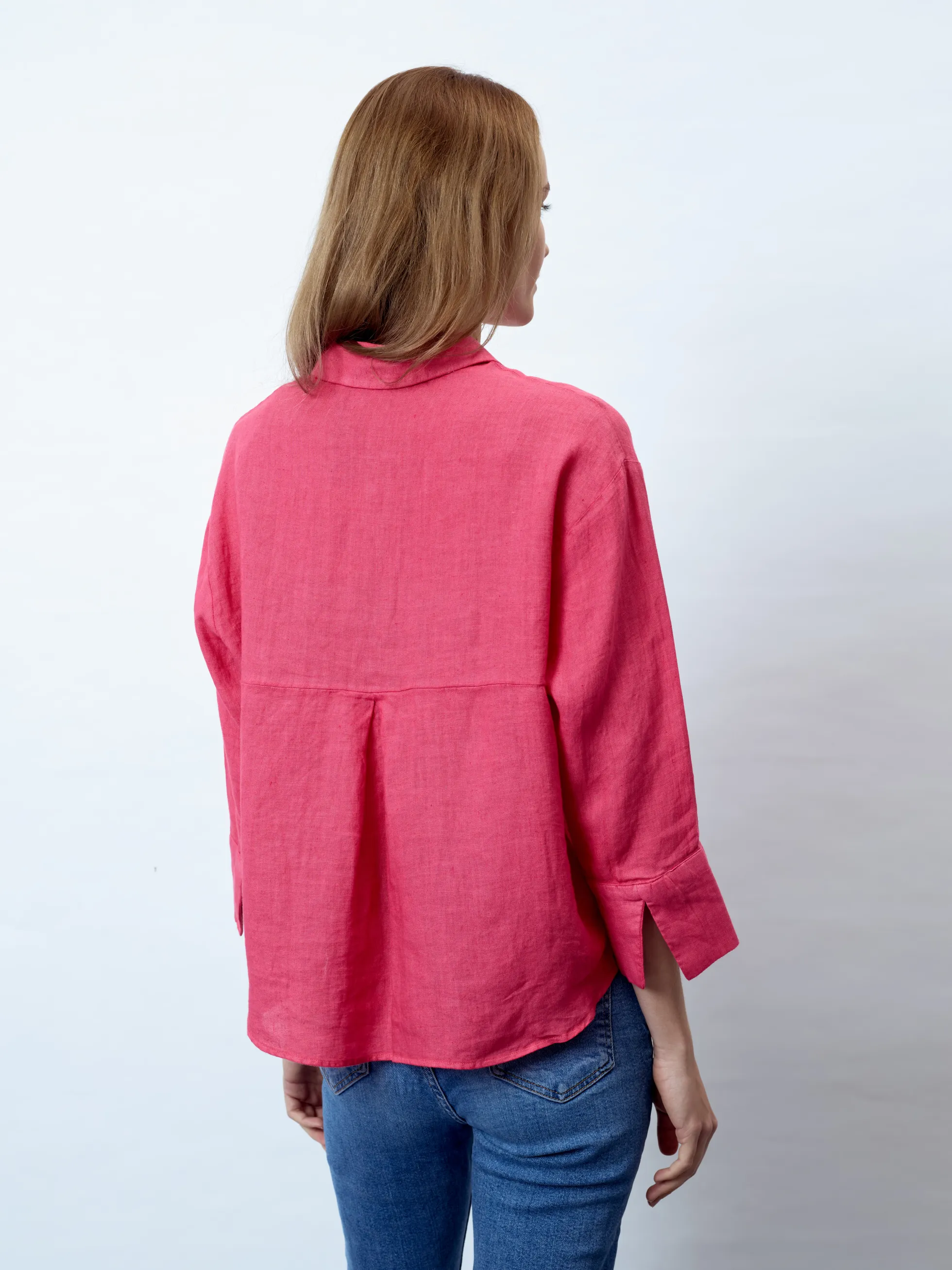 LEANDRA - 3/4-Arm Damenbluse, gewebt