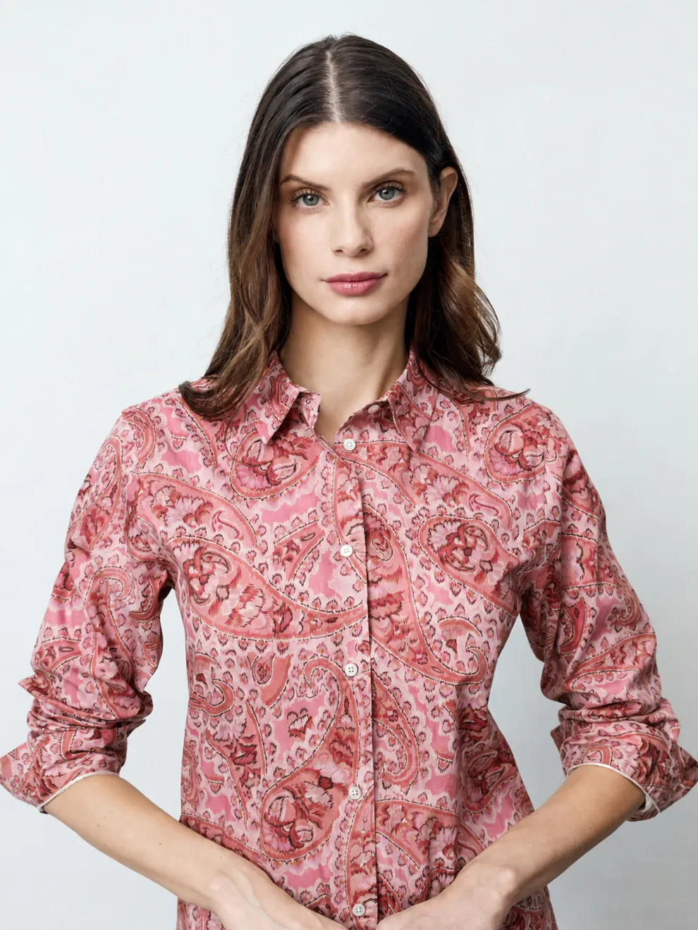 ADRIANA - Langarm Damenbluse, gewebt